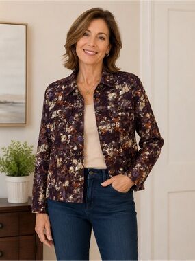 Christopher & Banks Abstract Print Button Front Jacket Women’s XL